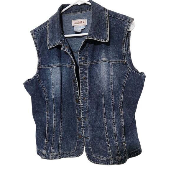 AMI Sleeveless jacket For Women Size Large Blue With Pockets - Picture 1 of 12